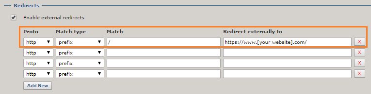 screenshot of Redirect externally to: https://www.[your website].com/
