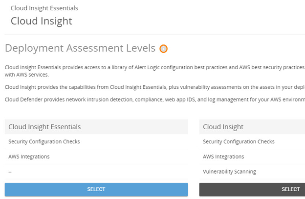 screenshot of Cloud Insight deployment asset level information